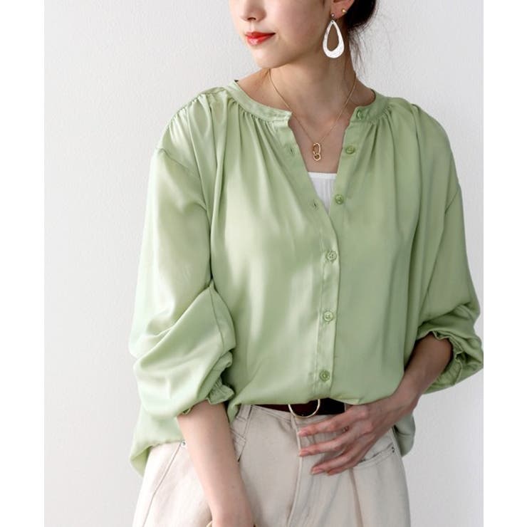 てろんとしなやか。ギャザー袖バンドカラーシャツ | Classical Elf  | 詳細画像37 