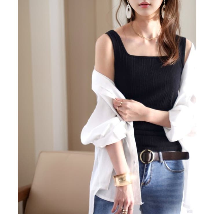 ランダムリブ スクエア無地2wayタンクトップ | Classical Elf  | 詳細画像8 