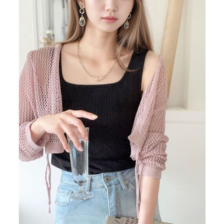 ホワイト | ランダムリブ スクエア無地2wayタンクトップ | Classical Elf 