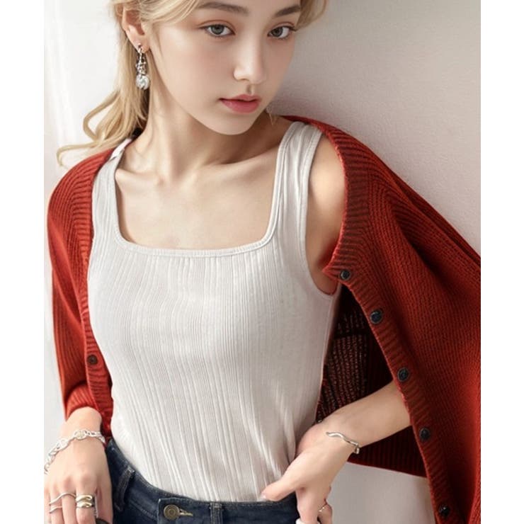 ランダムリブ スクエア無地2wayタンクトップ | Classical Elf  | 詳細画像14 