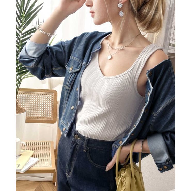 ランダムリブ スクエア無地2wayタンクトップ | Classical Elf  | 詳細画像15 