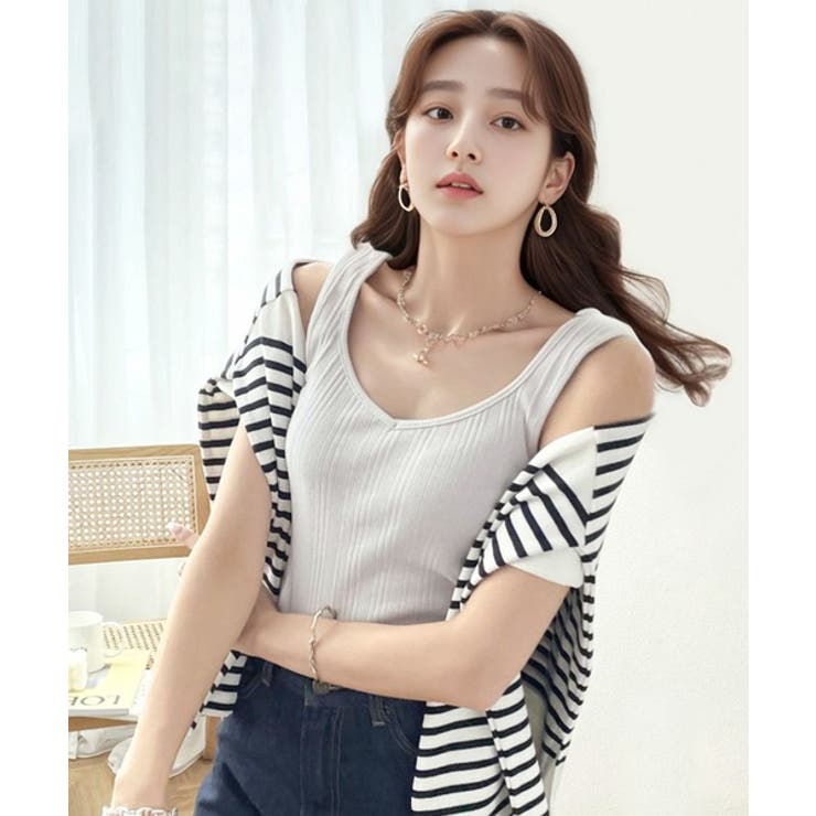 ランダムリブ スクエア無地2wayタンクトップ | Classical Elf  | 詳細画像16 