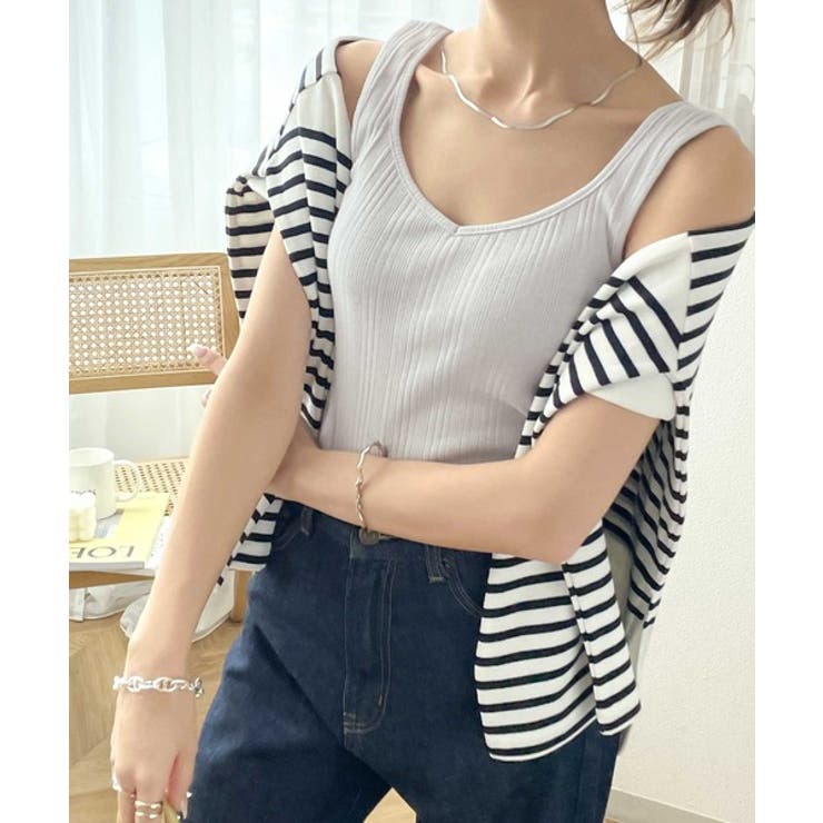 ランダムリブ スクエア無地2wayタンクトップ | Classical Elf  | 詳細画像17 