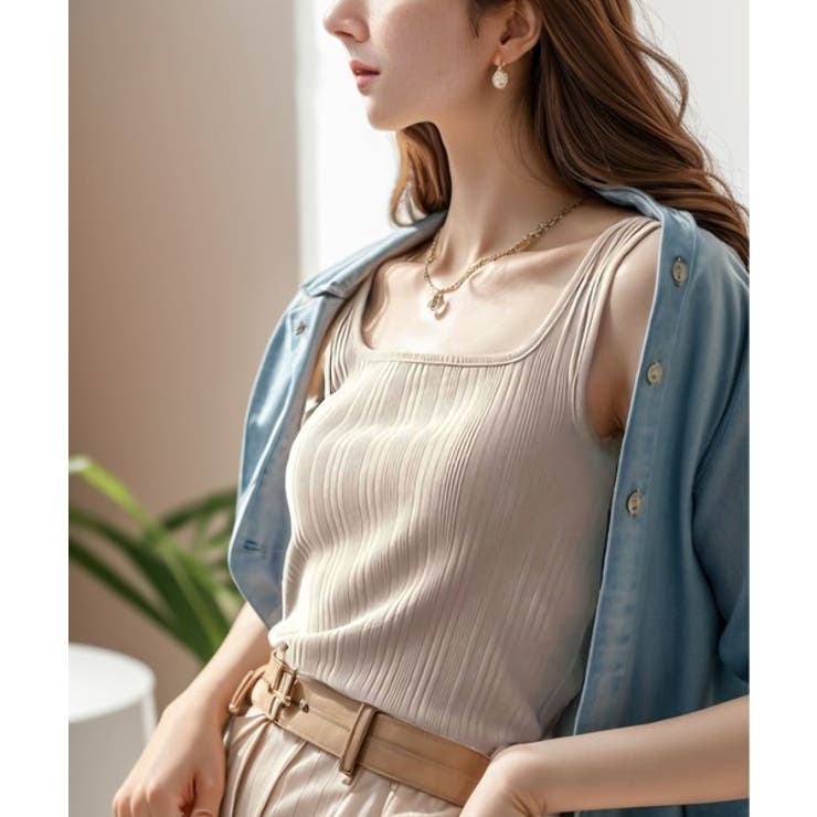 ランダムリブ スクエア無地2wayタンクトップ | Classical Elf  | 詳細画像20 