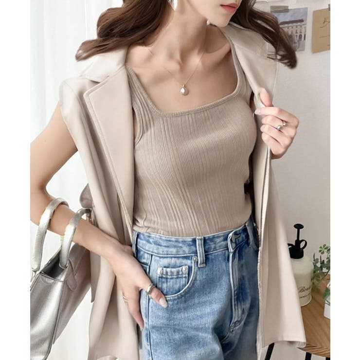 ランダムリブ スクエア無地2wayタンクトップ | Classical Elf  | 詳細画像21 