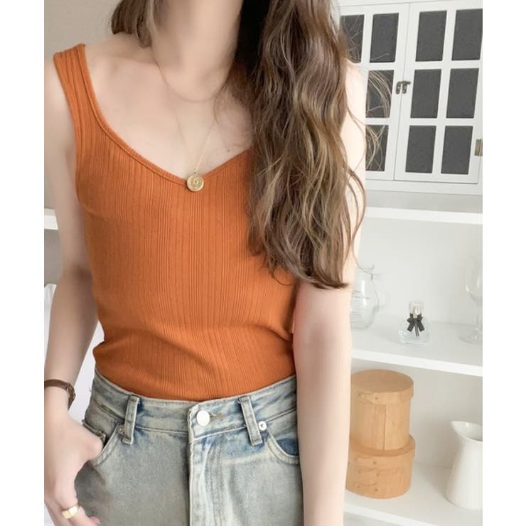 ランダムリブ スクエア無地2wayタンクトップ | Classical Elf  | 詳細画像1 