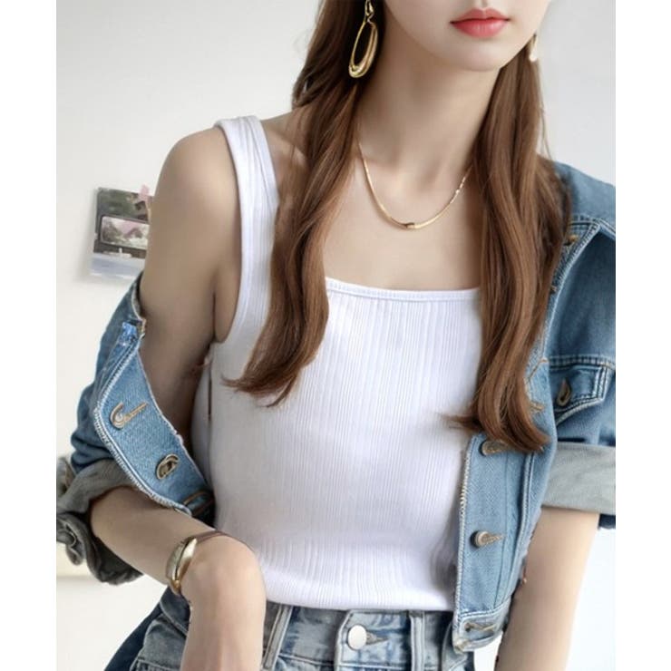 ランダムリブ スクエア無地2wayタンクトップ | Classical Elf  | 詳細画像2 