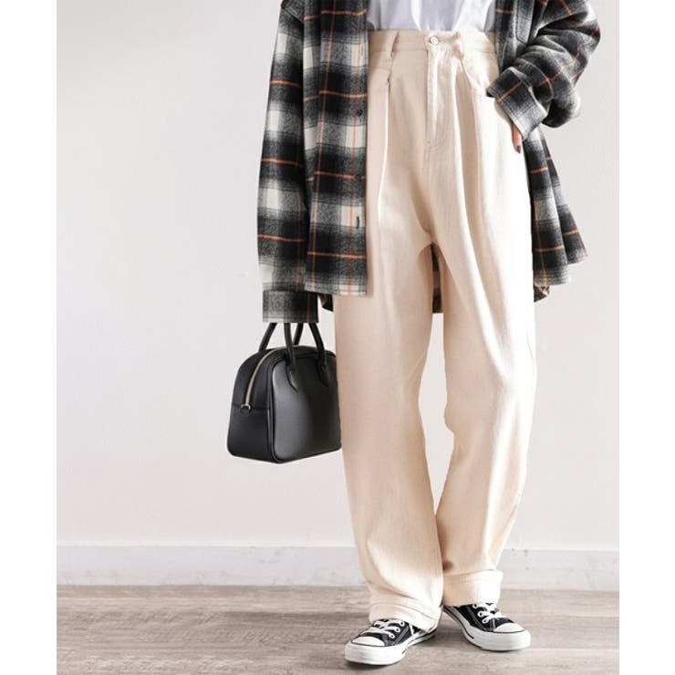 【デニム】ナチュラル | 深めのタックが印象的なウエストタックハイウエストデニム＆チノセミワイドパンツ≪S… | Classical Elf 