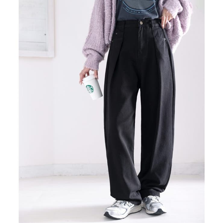 深めのタックが印象的なウエストタックハイウエストデニム＆チノセミワイドパンツ≪S… | Classical Elf  | 詳細画像4 