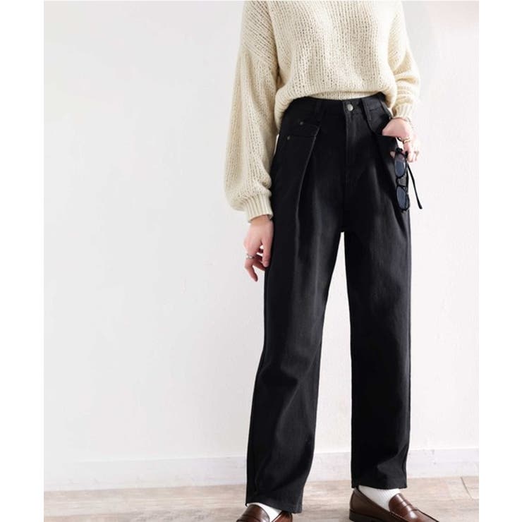 深めのタックが印象的なウエストタックハイウエストデニム＆チノセミワイドパンツ≪S… | Classical Elf  | 詳細画像9 