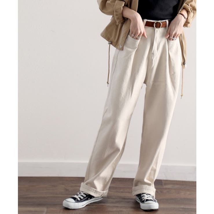 深めのタックが印象的なウエストタックハイウエストデニム＆チノセミワイドパンツ≪S… | Classical Elf  | 詳細画像21 