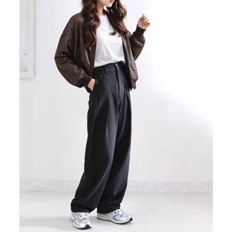 深めのタックが印象的なウエストタックハイウエストデニム＆チノセミワイドパンツ≪S… | Classical Elf  | 詳細画像8 