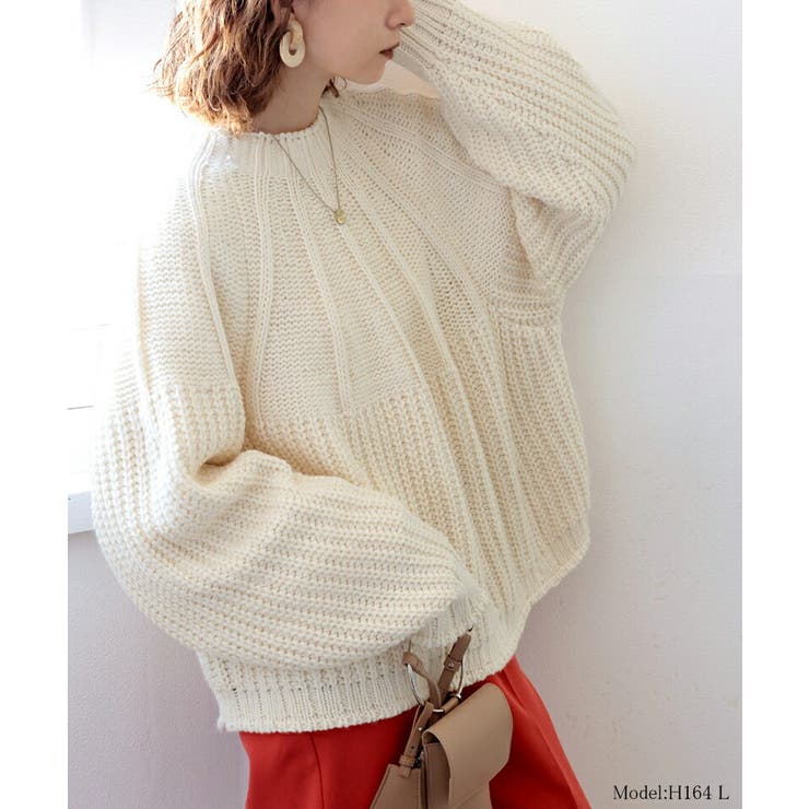 美品✨Whim Gazette ケーブルニット ボリュームスリーブ xe-31244-mocha-02_1800x1800.