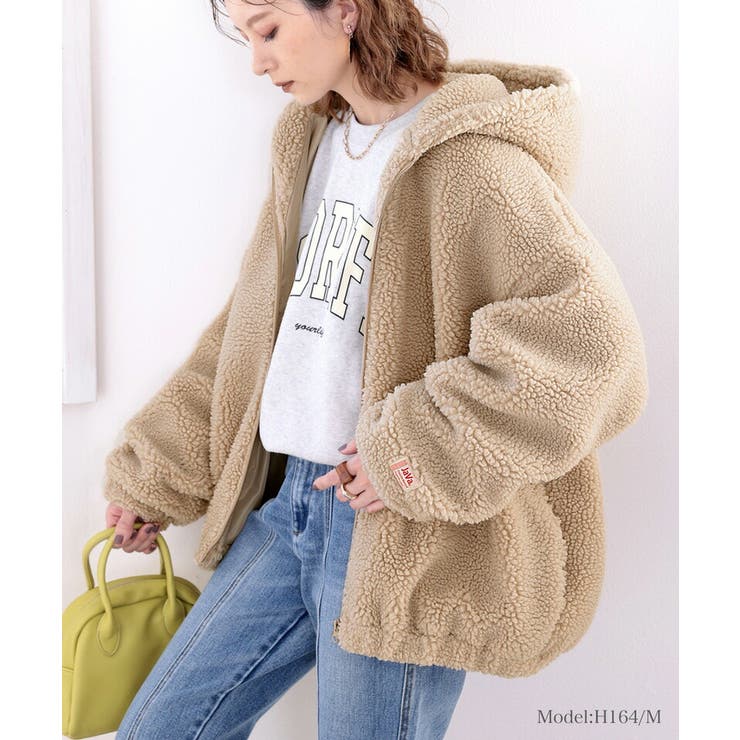 暖かもこもこ。JaVaワッペン付きボリュームボアブルゾン[品番