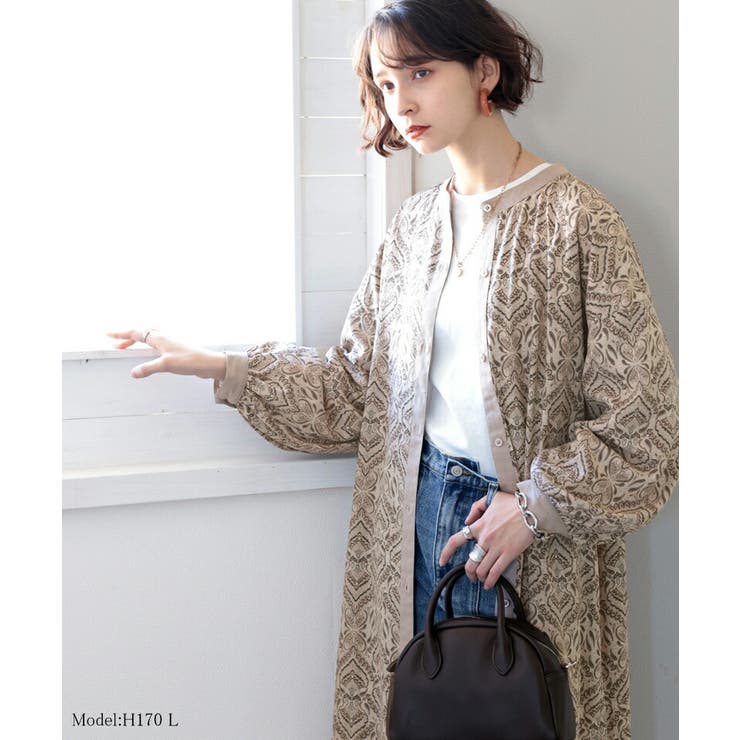 進化系レトロ調 ダマスク柄ロング丈シャツ 品番 Wz Classical Elf クラシカルエルフ のレディース ファッション通販 Shoplist ショップリスト