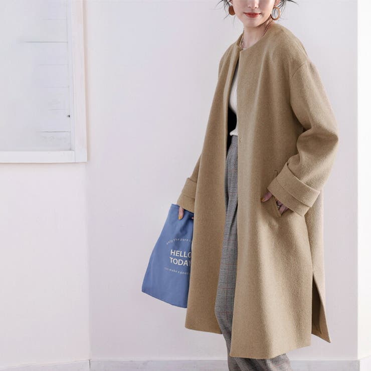女っぽアウター 大人のノーカラーウールロングコート 品番 Wz Classical Elf クラシカルエルフ のレディースファッション通販 Shoplist ショップリスト