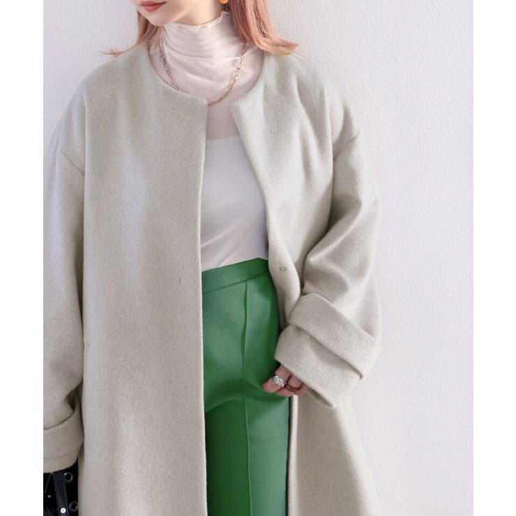 OLD ENGLAND ベージュ ウールノーカラーコート ce1020016_01.jpg