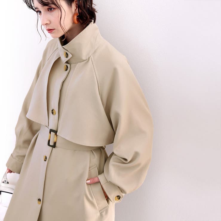 大人レトロ降臨。2wayビッグカラーボリュームスリーブトレンチコート[品番：WZ000004005]｜Classical Elf  （クラシカルエルフ）のレディースファッション通販｜SHOPLIST（ショップリスト）