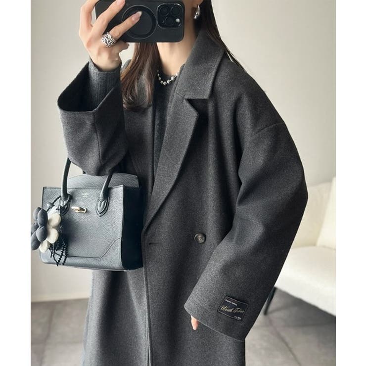 定番、レトロシルエット。ダブルテーラードロングコート[品番