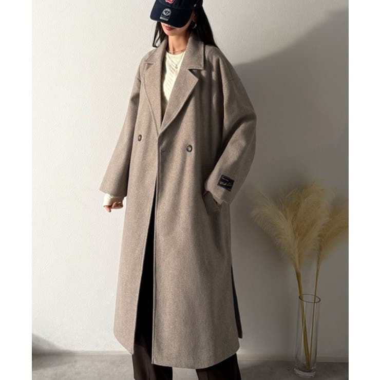 定番、レトロシルエット。ダブルテーラードロングコート[品番