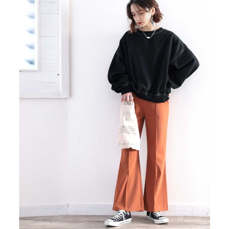 バックステッチショート丈オーバーサイズシンプル無地スウェット(長袖) | Classical Elf  | 詳細画像8 