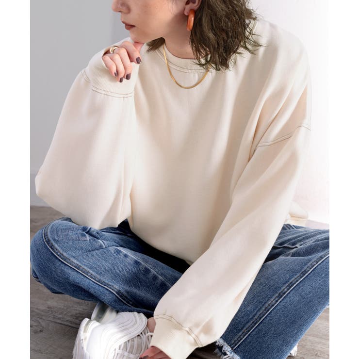 バックステッチショート丈オーバーサイズシンプル無地スウェット(長袖) | Classical Elf  | 詳細画像11 