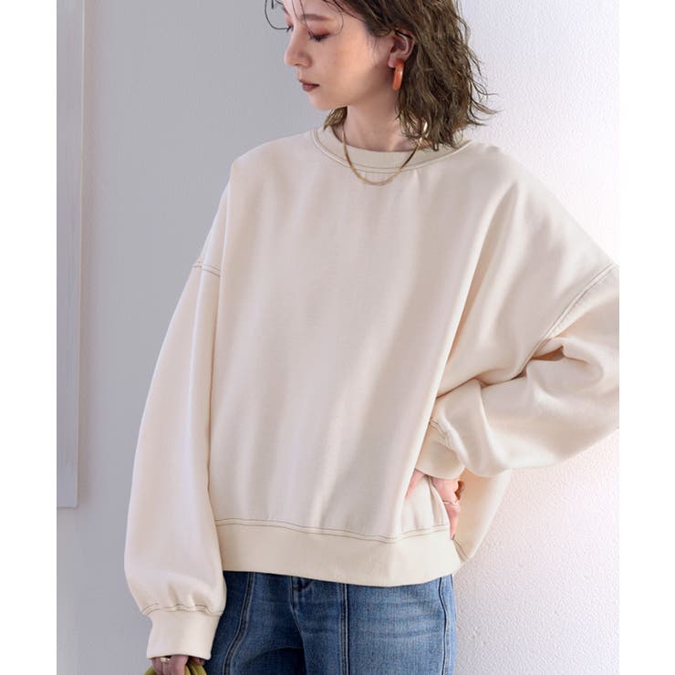 バックステッチショート丈オーバーサイズシンプル無地スウェット(長袖) | Classical Elf  | 詳細画像12 