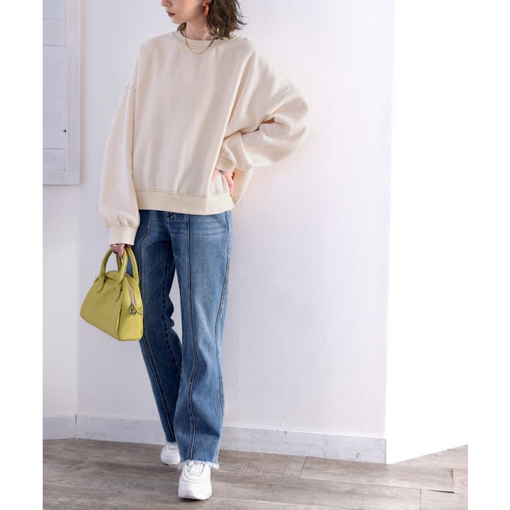 バックステッチショート丈オーバーサイズシンプル無地スウェット(長袖) | Classical Elf  | 詳細画像13 