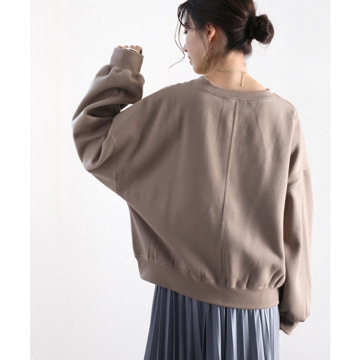 バックステッチショート丈オーバーサイズシンプル無地スウェット(長袖) | Classical Elf  | 詳細画像17 