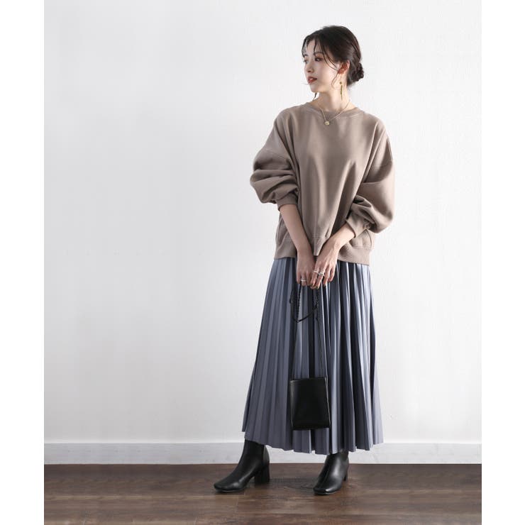 モカブラウン | バックステッチショート丈オーバーサイズシンプル無地スウェット(長袖) | Classical Elf 