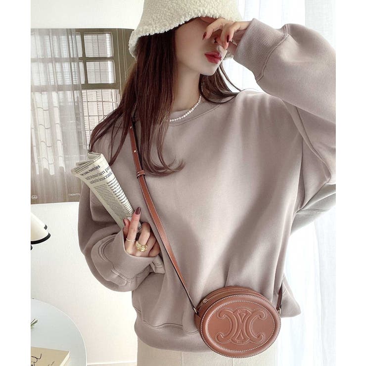 グレージュ | バックステッチショート丈オーバーサイズシンプル無地スウェット(長袖) | Classical Elf 