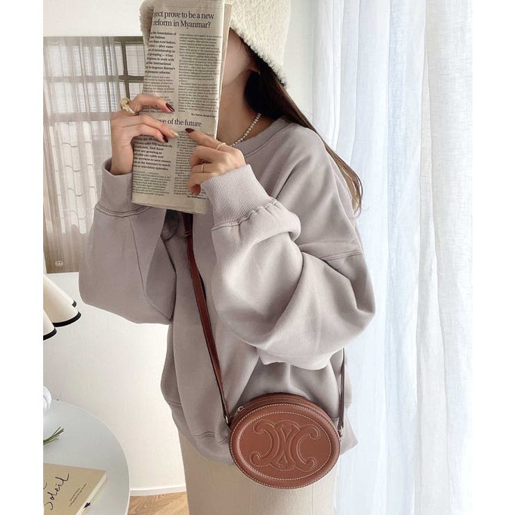 バックステッチショート丈オーバーサイズシンプル無地スウェット(長袖) | Classical Elf  | 詳細画像2 