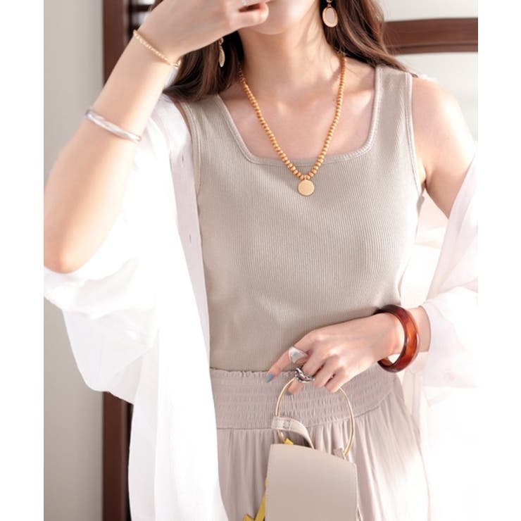 スクエアネック 無地リブタンクトップ | Classical Elf  | 詳細画像14 