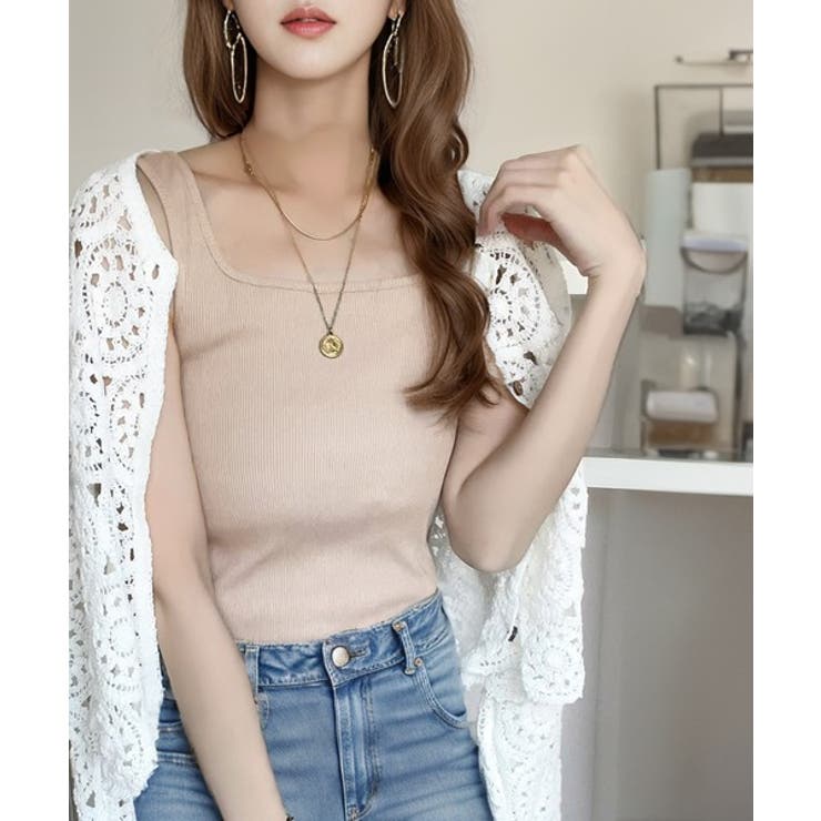 スクエアネック 無地リブタンクトップ | Classical Elf  | 詳細画像4 