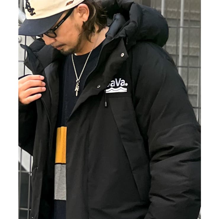 Javaジャバコラボ》極暖、異素材パネルフェイクダウンジャケット[品番