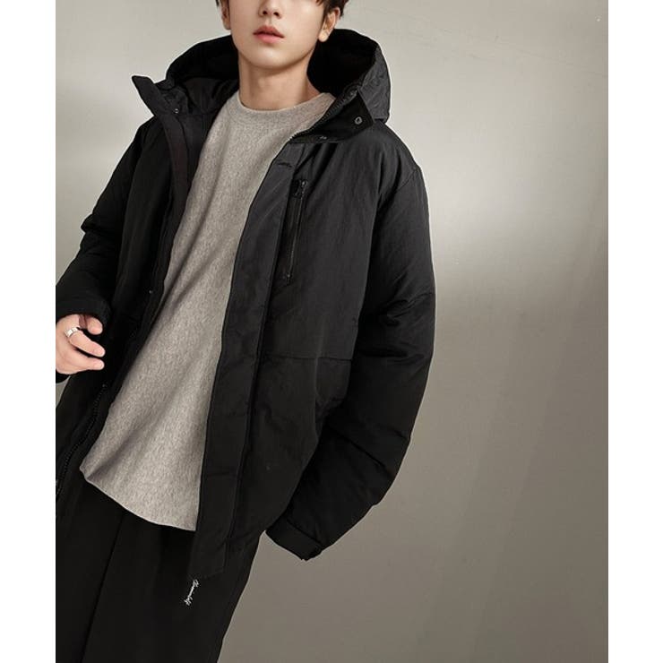 ブラック | 大人のシンプルカジュアル。中綿スタンドネックフーディージャケット | Classical Elf Men