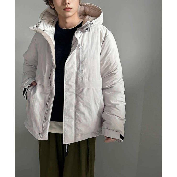 ライトグレー | 大人のシンプルカジュアル。中綿スタンドネックフーディージャケット | Classical Elf Men