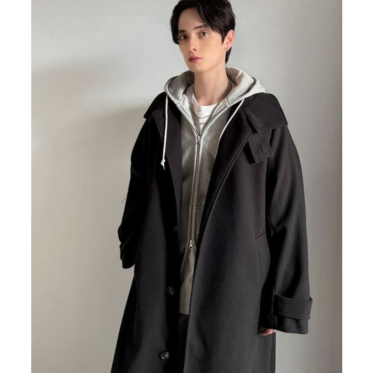 魅せ方、自由自在。襟2way比翼仕立てニットメルトンスタンドステンカラーコート | Classical Elf Men | 詳細画像9 