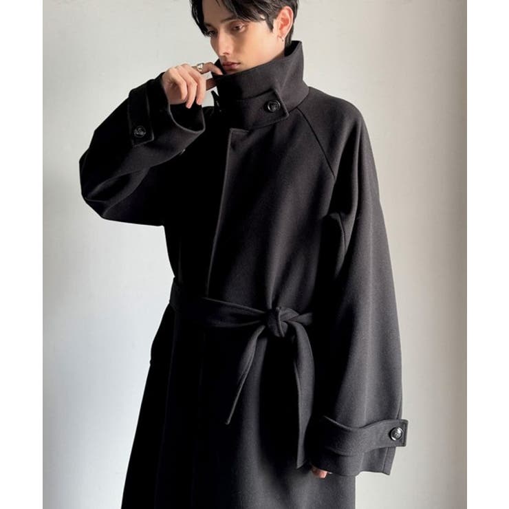 魅せ方、自由自在。襟2way比翼仕立てニットメルトンスタンドステンカラーコート | Classical Elf Men | 詳細画像3 