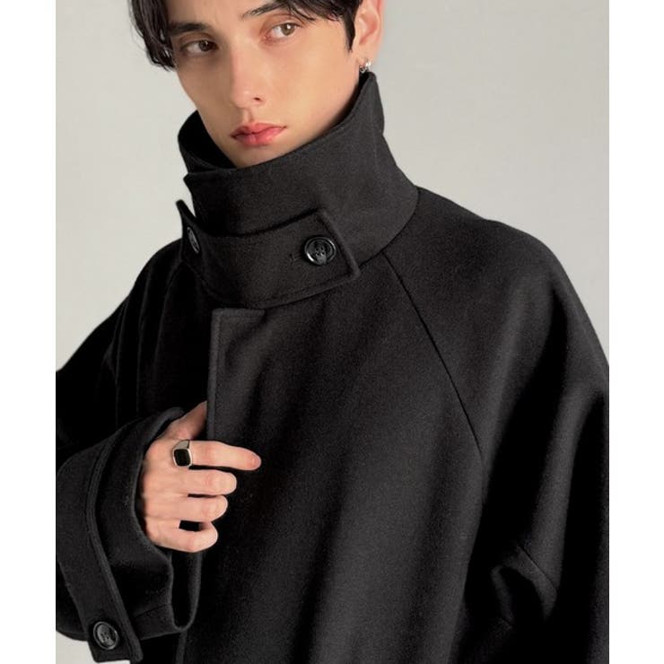 魅せ方、自由自在。襟2way比翼仕立てニットメルトンスタンドステンカラーコート | Classical Elf Men | 詳細画像4 