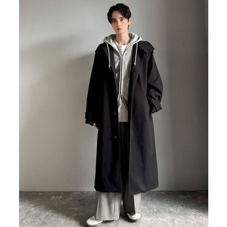 魅せ方、自由自在。襟2way比翼仕立てニットメルトンスタンドステンカラーコート | Classical Elf Men | 詳細画像8 