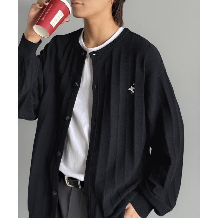 知的に決まる、メンズの上品シンプル。胸刺繍タック編みカーディガン（長袖） | Classical Elf Men | 詳細画像12 