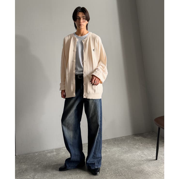 知的に決まる、メンズの上品シンプル。胸刺繍タック編みカーディガン（長袖） | Classical Elf Men | 詳細画像3 