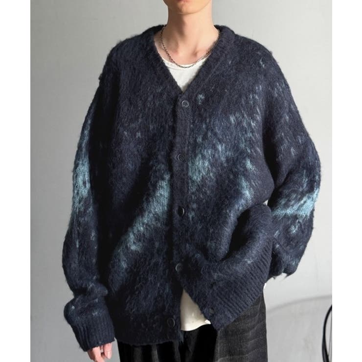 ネイビー | 【Classical Origin】「まるで毛布。」モヘアライクシャギー素材Vネ… | Classical Elf Men