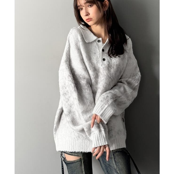 「まるで毛布。」モヘアライクシャギー素材ニットポロシャツ Mohair Like | Classical Elf Men | 詳細画像8 