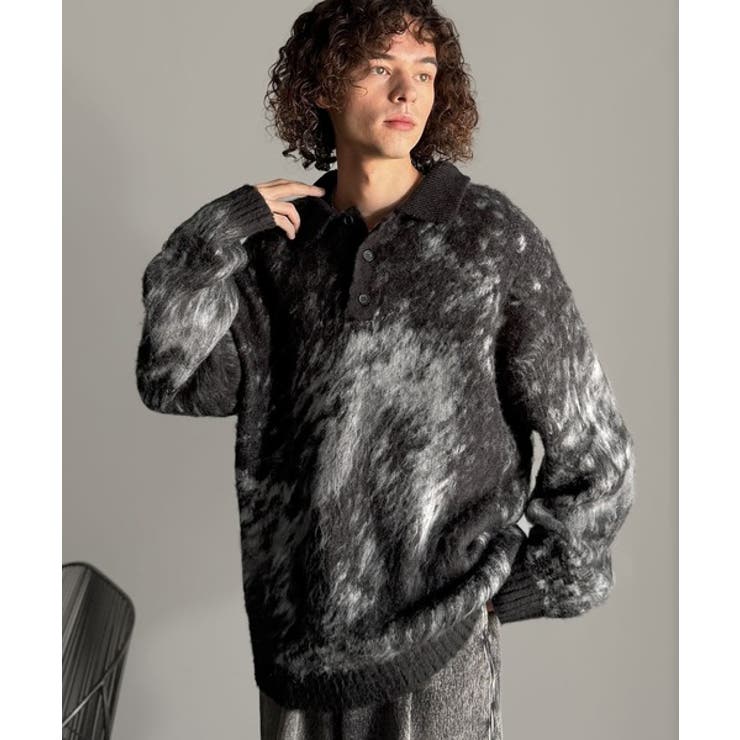 「まるで毛布。」モヘアライクシャギー素材ニットポロシャツ Mohair Like | Classical Elf Men | 詳細画像16 