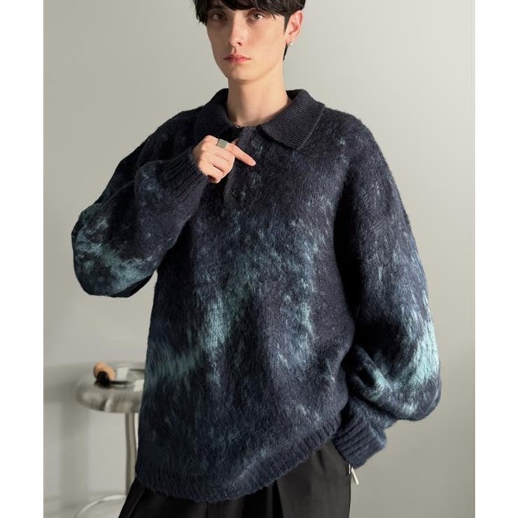 「まるで毛布。」モヘアライクシャギー素材ニットポロシャツ Mohair Like | Classical Elf Men | 詳細画像17 