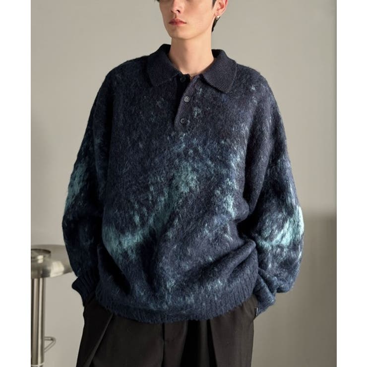 「まるで毛布。」モヘアライクシャギー素材ニットポロシャツ Mohair Like | Classical Elf Men | 詳細画像18 