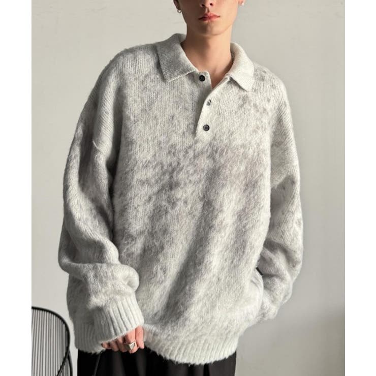 「まるで毛布。」モヘアライクシャギー素材ニットポロシャツ Mohair Like | Classical Elf Men | 詳細画像1 