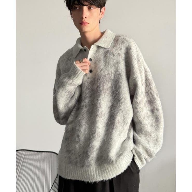 「まるで毛布。」モヘアライクシャギー素材ニットポロシャツ Mohair Like | Classical Elf Men | 詳細画像2 